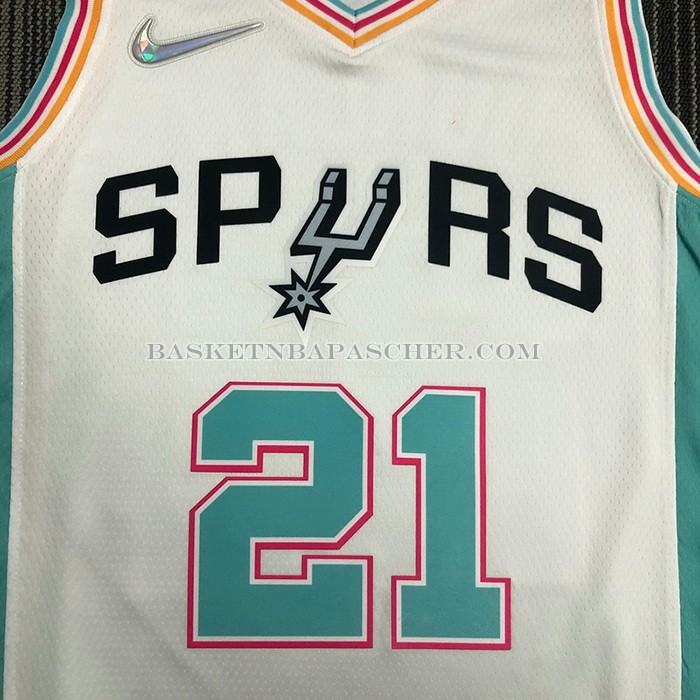 Maillot San Antonio Spurs Tim Duncan NO 21 Ville 2021-22 Blanc